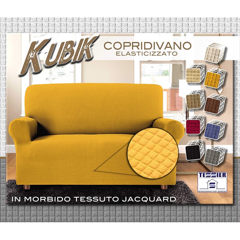 COPRIDIVANO KUBIK ELASTICIZZATO 1 2 3 4 posti Tessier Biancheria C