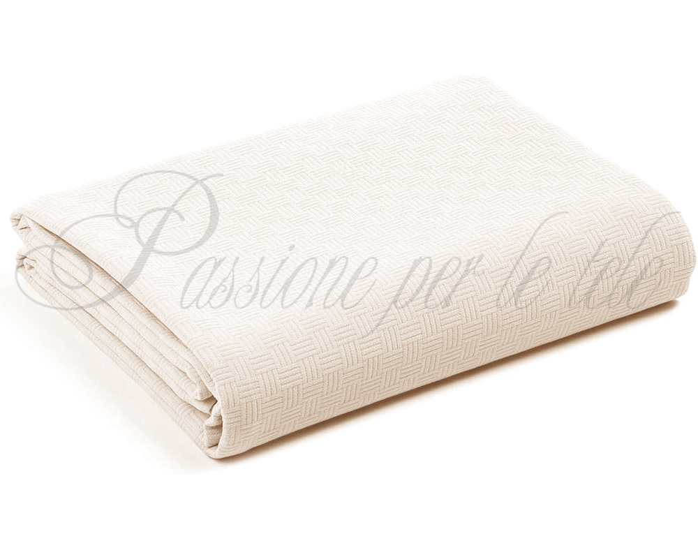 Copriletto estivo cotone piquet quadro Una piazza e mezza Panna