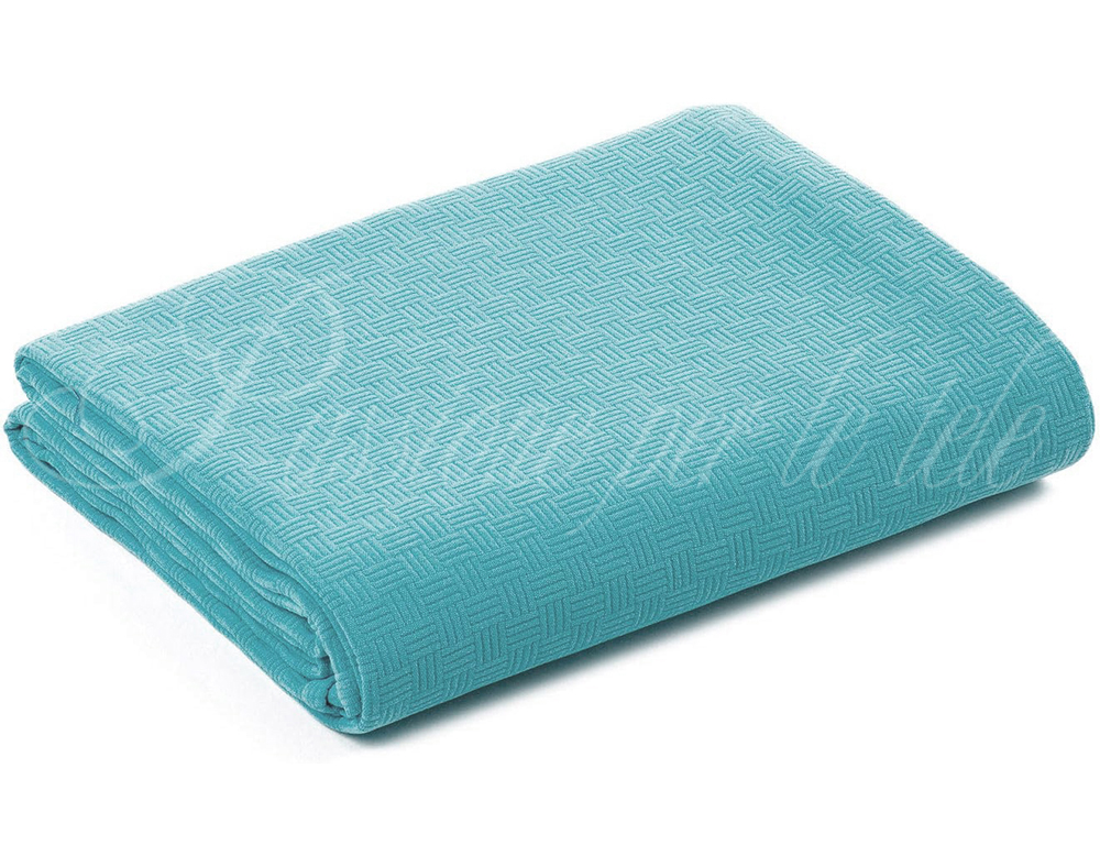 Copriletto estivo cotone piquet quadro Singolo Acquamarina