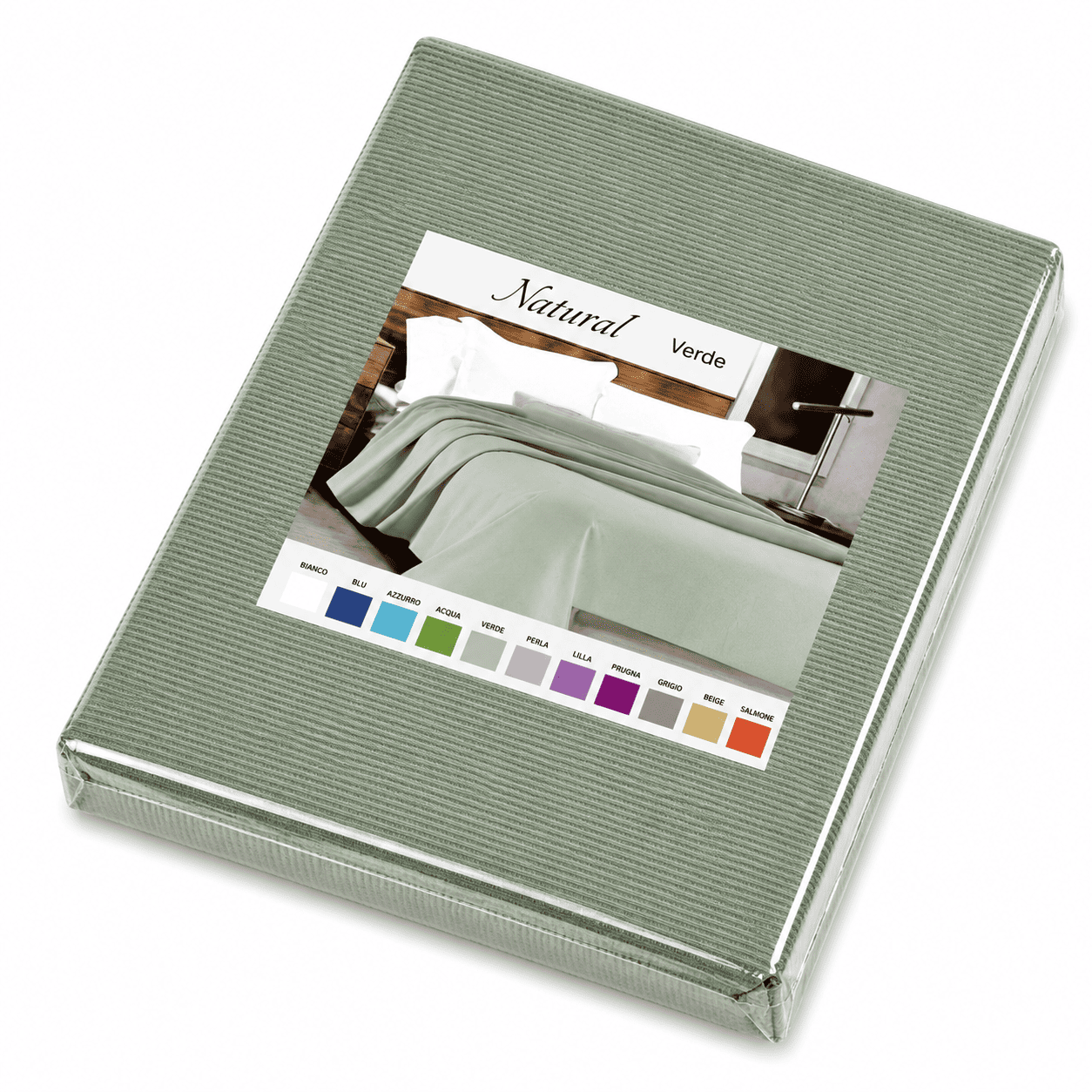 Copriletto Natural 100% cotone piquet millerighe Una piazza e mezza Verde