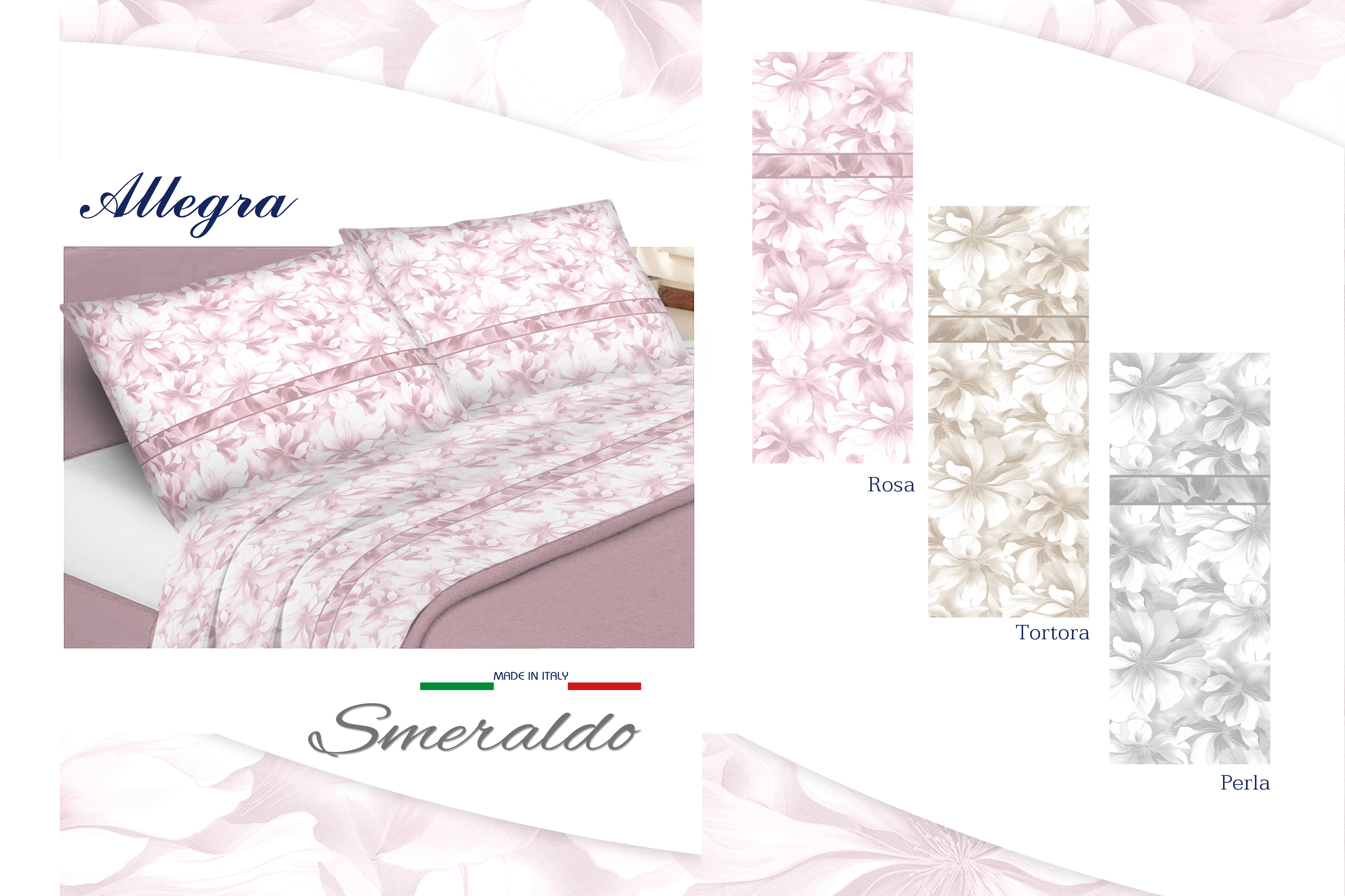 Completo lenzuola 100% puro cotone Allegra Matrimoniale Rosa