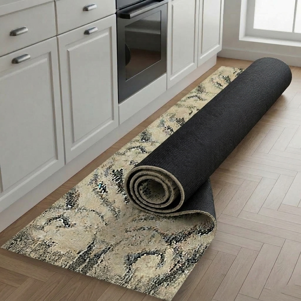 Tappeto da cucina antiscivolo antimacchia 50x180cm Tortora