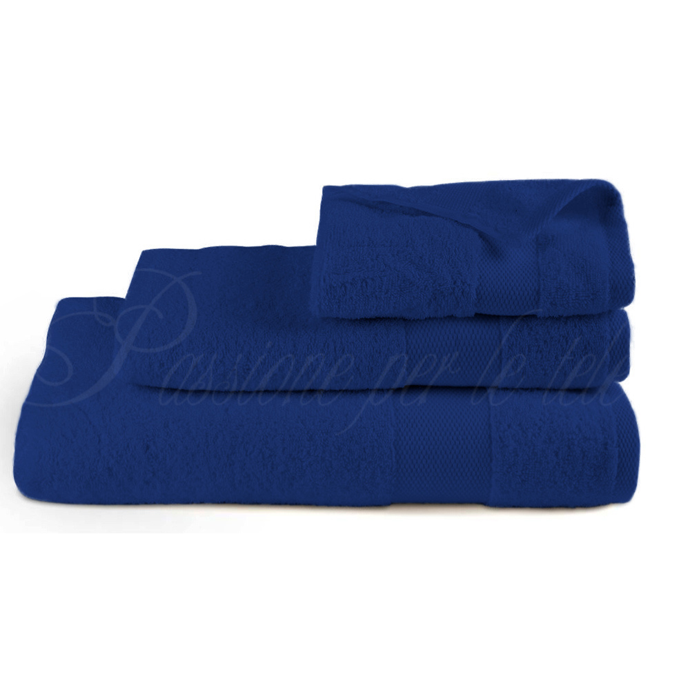 Tris asciugamani spugna di cotone Blu