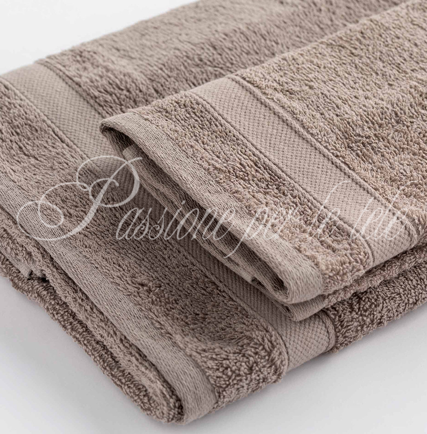 Set asciugamani 1+1 (viso + ospite) spugna di cotone bianco Beige