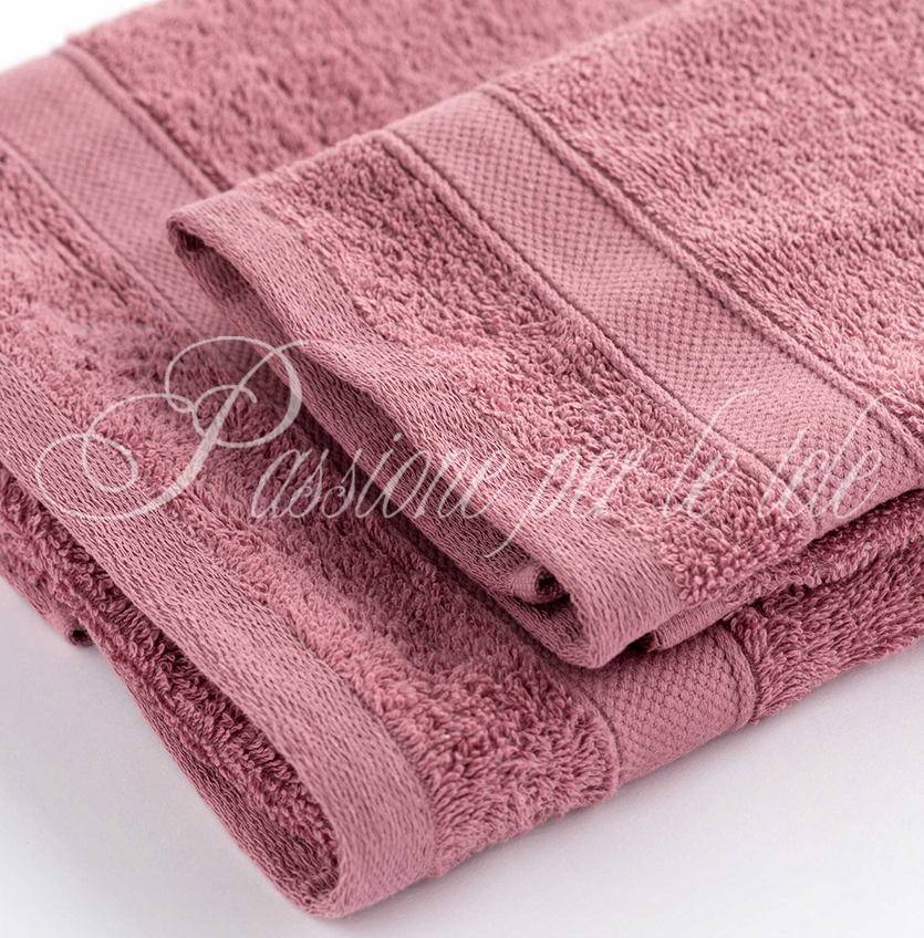 Set asciugamani 1+1 (viso + ospite) spugna di cotone bianco Cipria