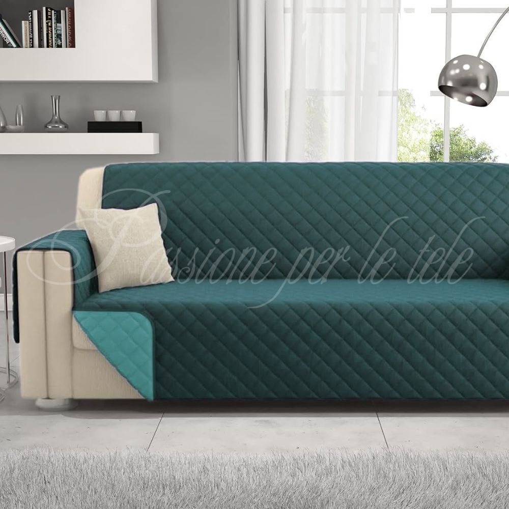 Salvadivano in microfibra reversibile 3 posti Ottanio