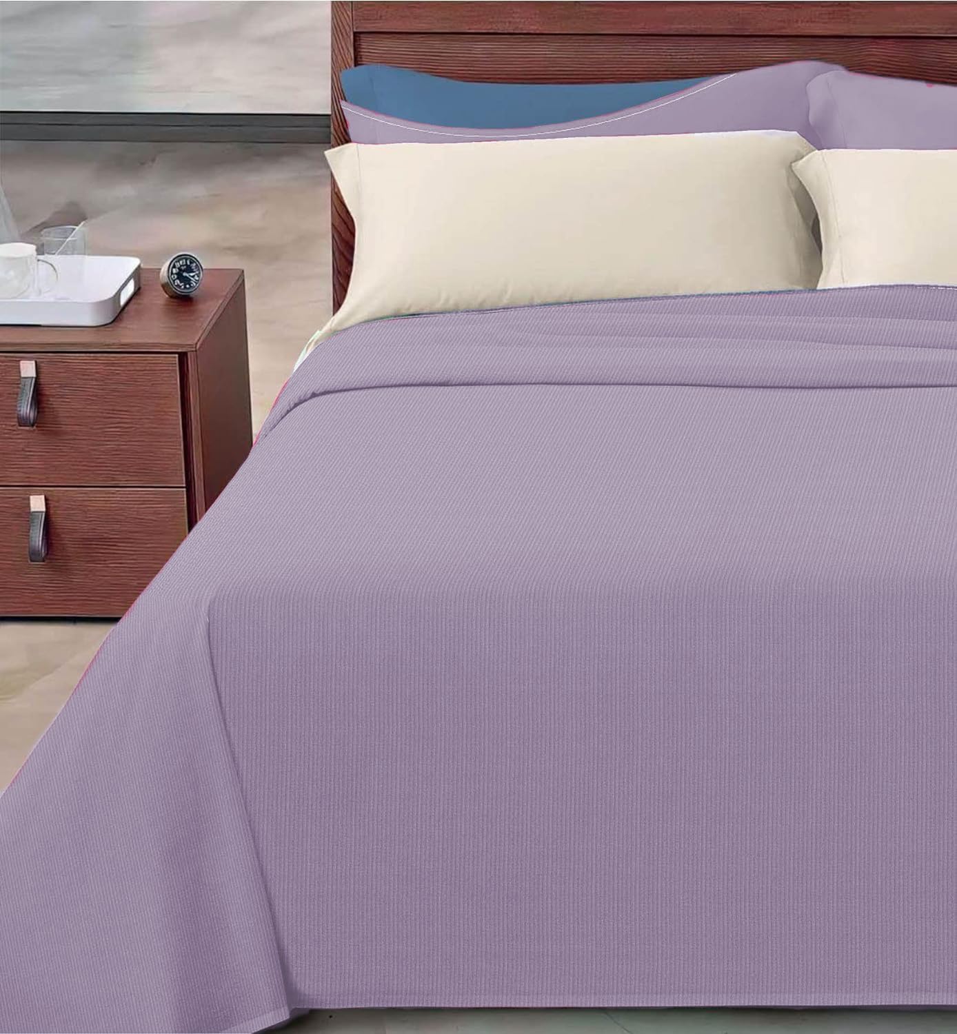 Copriletto cotone piquet millerighe Una piazza e mezza Lilla