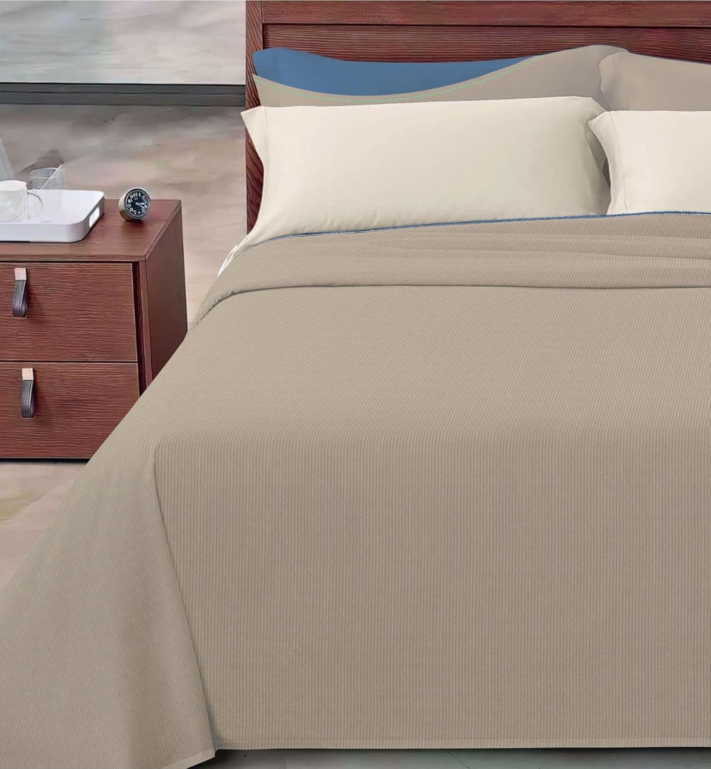 Copriletto cotone piquet millerighe Una piazza e mezza Sabbia