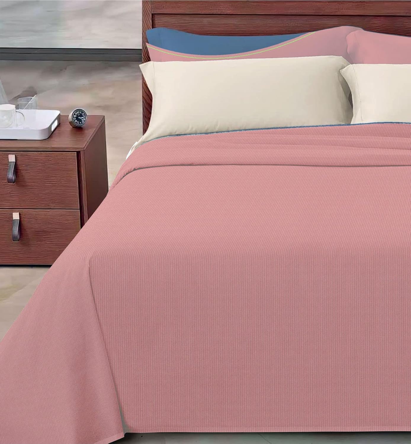 Copriletto cotone piquet millerighe Una piazza e mezza Cipria