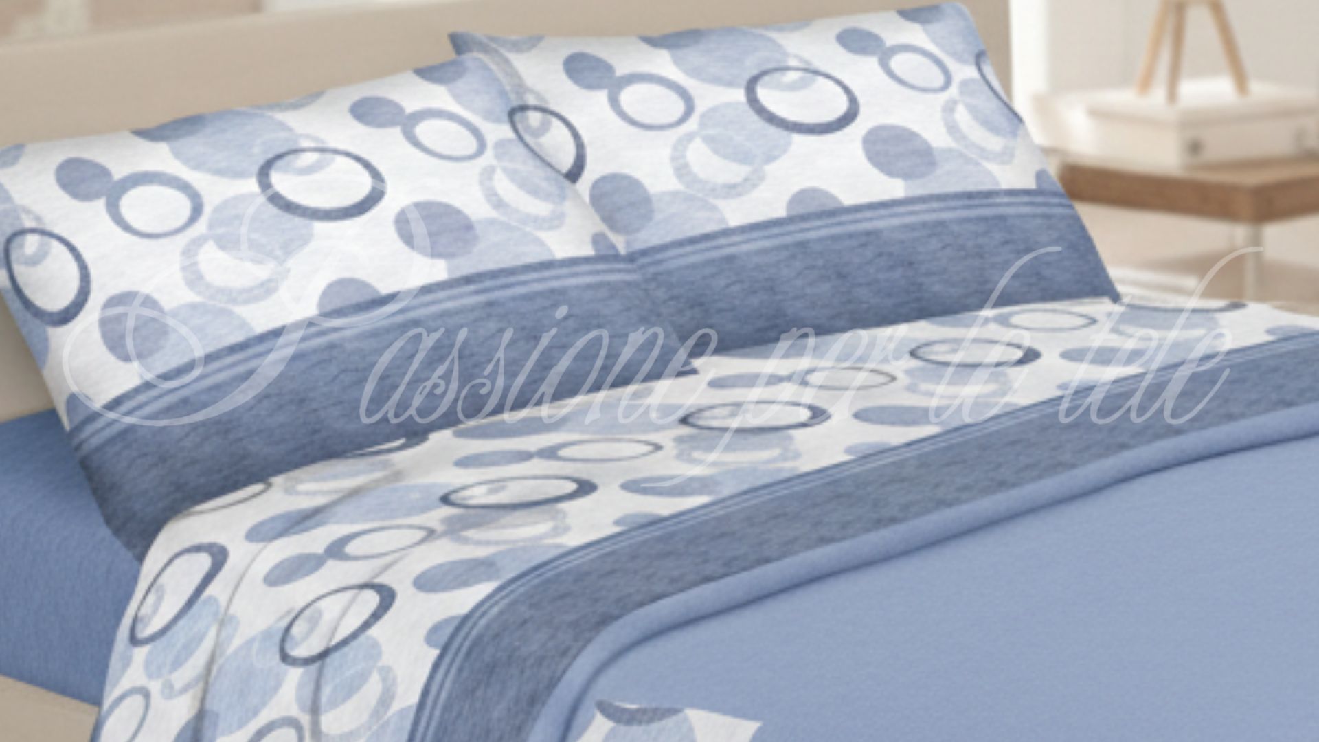Completo lenzuola stampate zoom circle Una piazza e mezza Blue