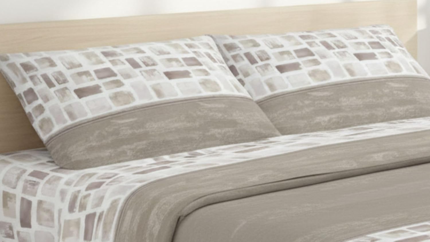 Completo lenzuola flanella stampata Matrimoniale Grigio