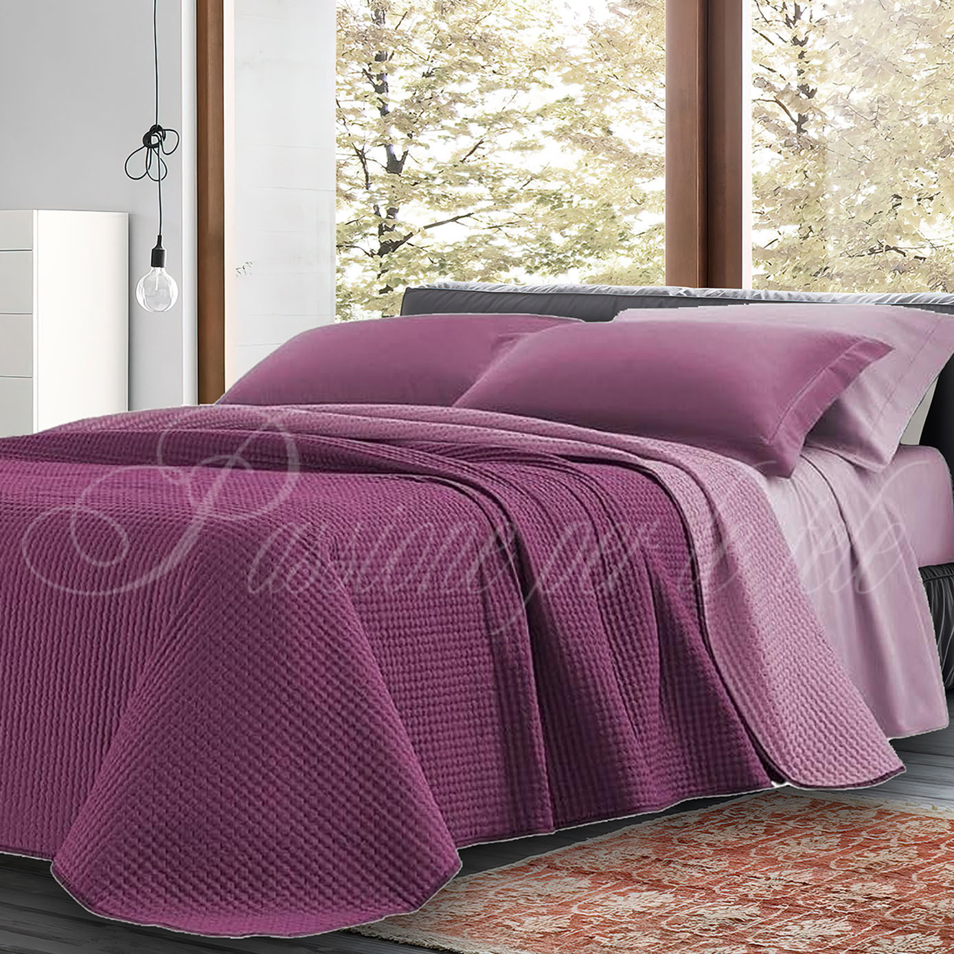 Copriletto Cloe termosaldato 80gr Matrimoniale Prugna