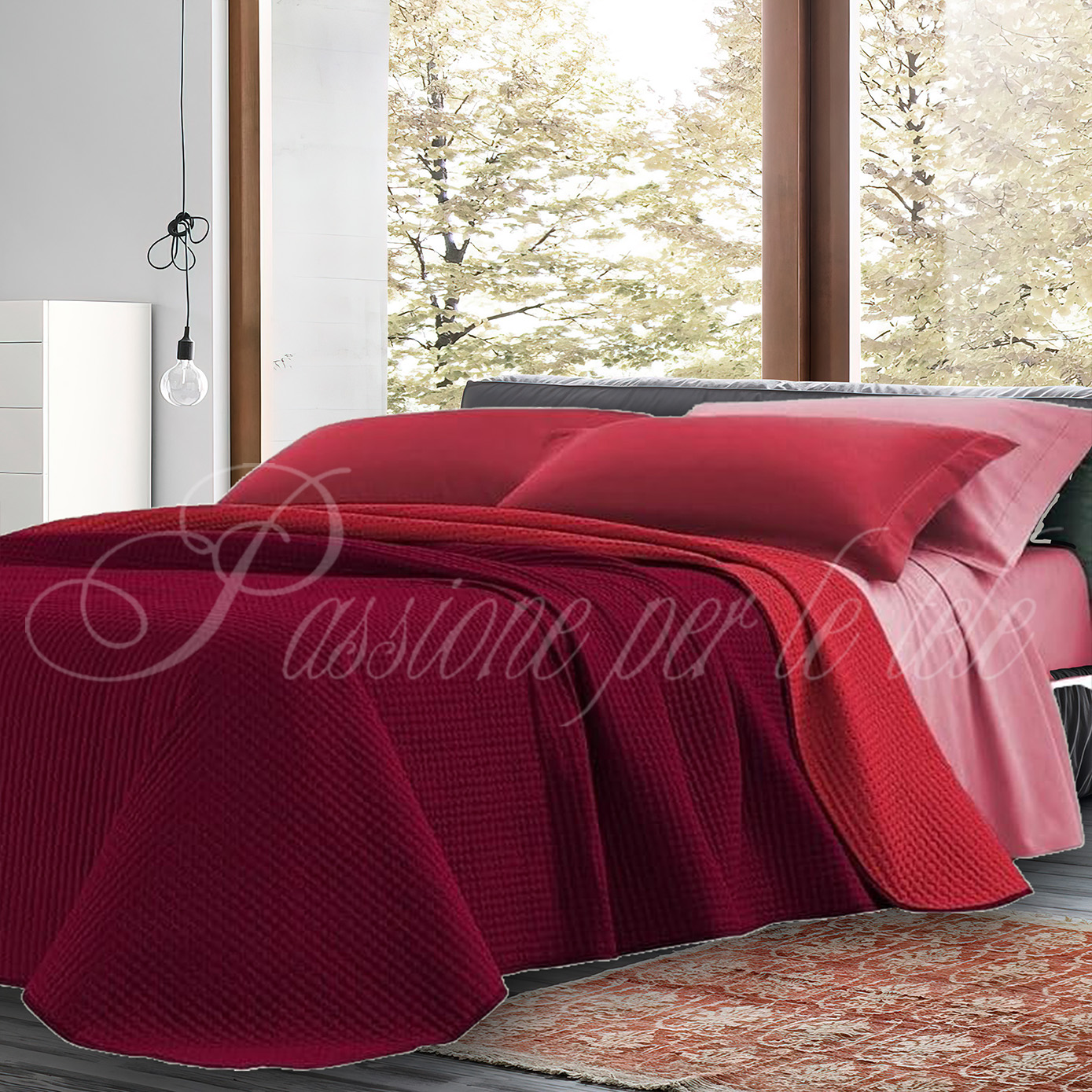 Copriletto Cloe termosaldato 80gr Singolo Bordeaux