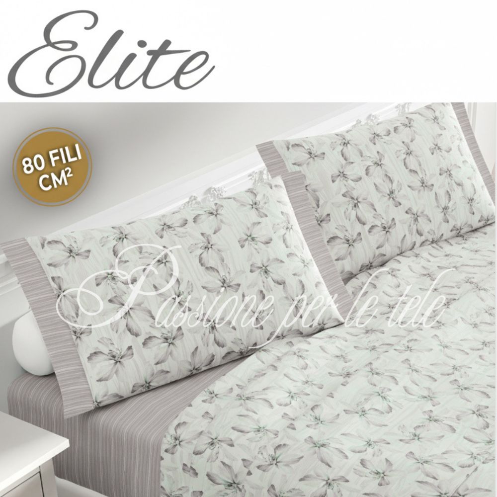 Completo letto percalle Narciso Matrimoniale Perla