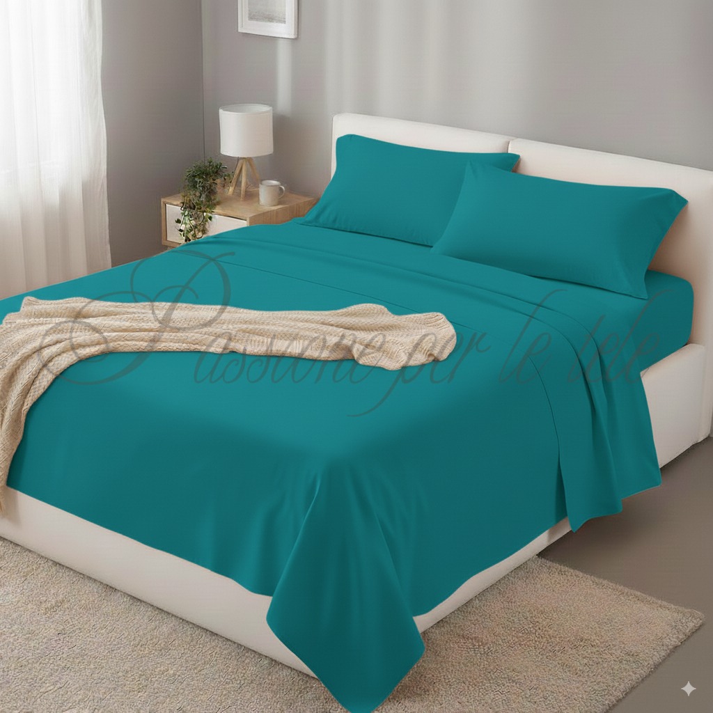 Completo lenzuola tinta unita matrimoniale Ottanio