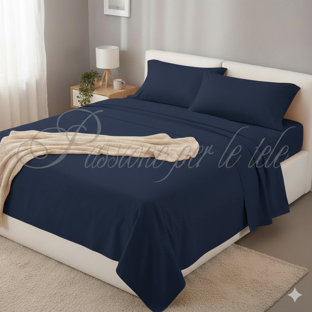 Completo lenzuola tinta unita singolo Blu