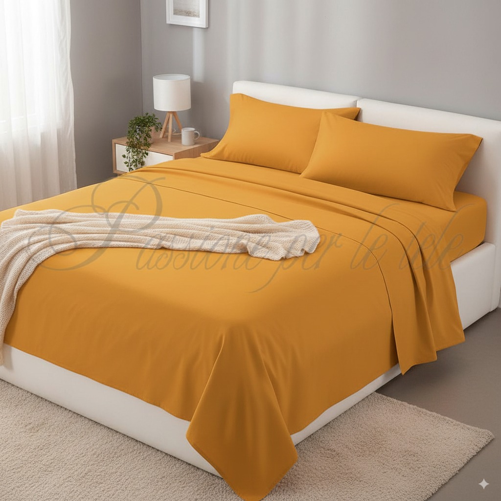 Completo lenzuola tinta unita singolo Oro
