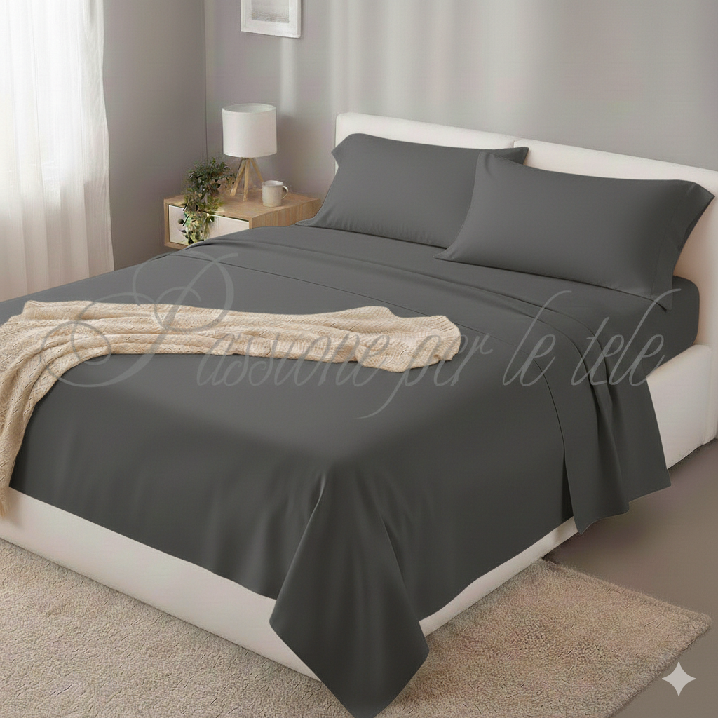 Completo lenzuola tinta unita singolo Grigio