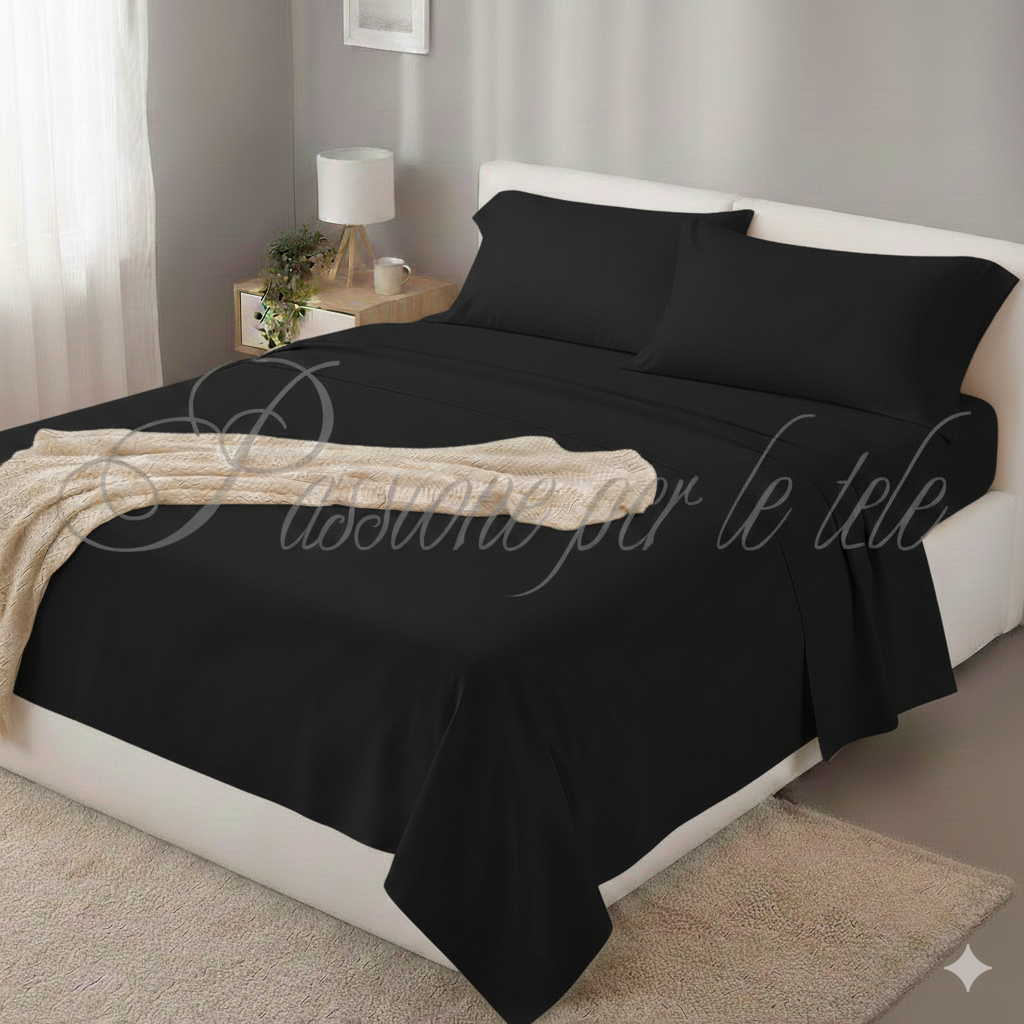 Completo lenzuola tinta unita singolo Nero