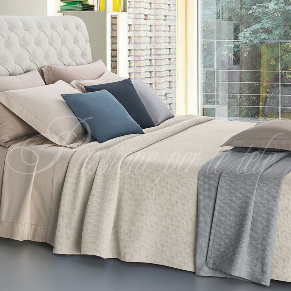 Copriletto estivo cotone piquet quadro Singolo Panna