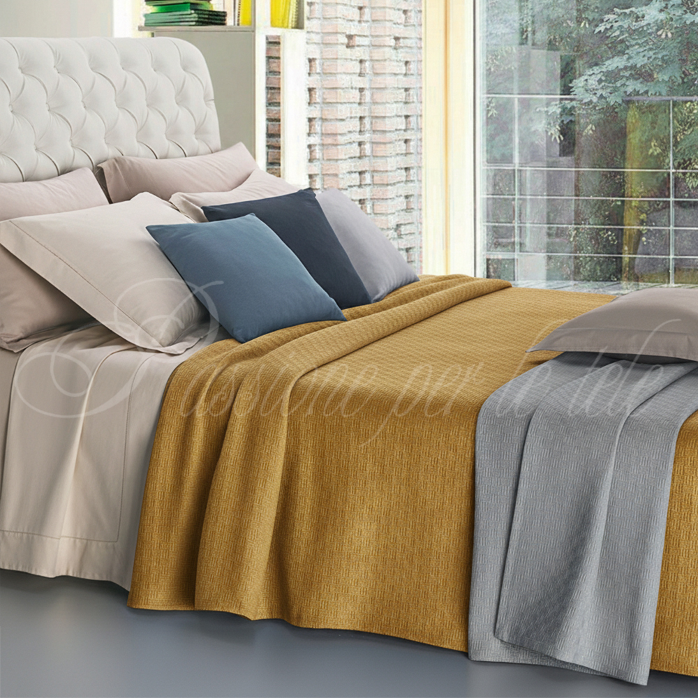 Copriletto estivo cotone piquet quadro Singolo Oro