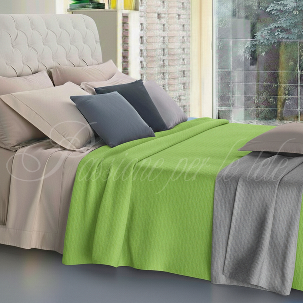 Copriletto estivo cotone piquet quadro Singolo Verde