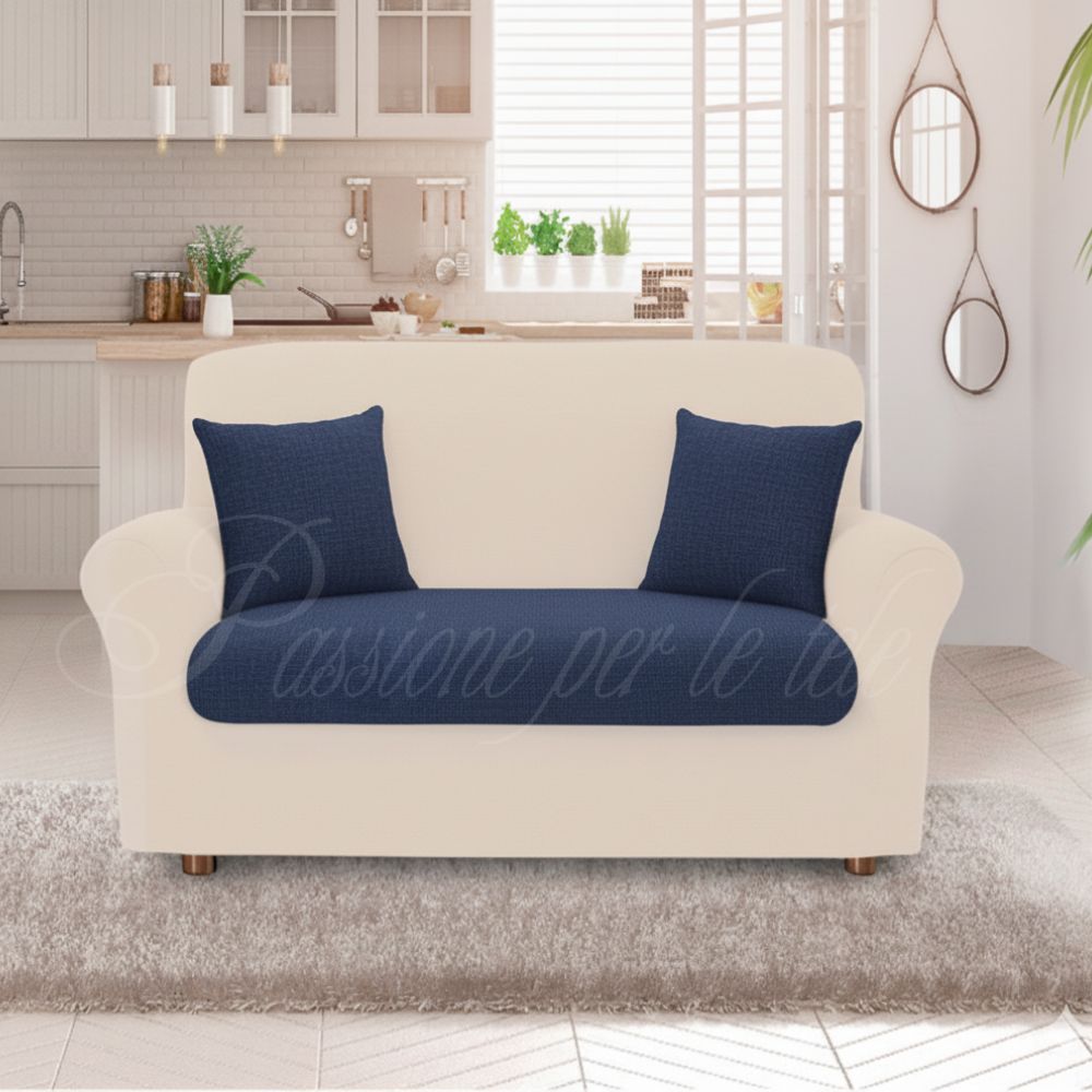 Copricuscino duetto bielastico copricusicno 3 posti Blu