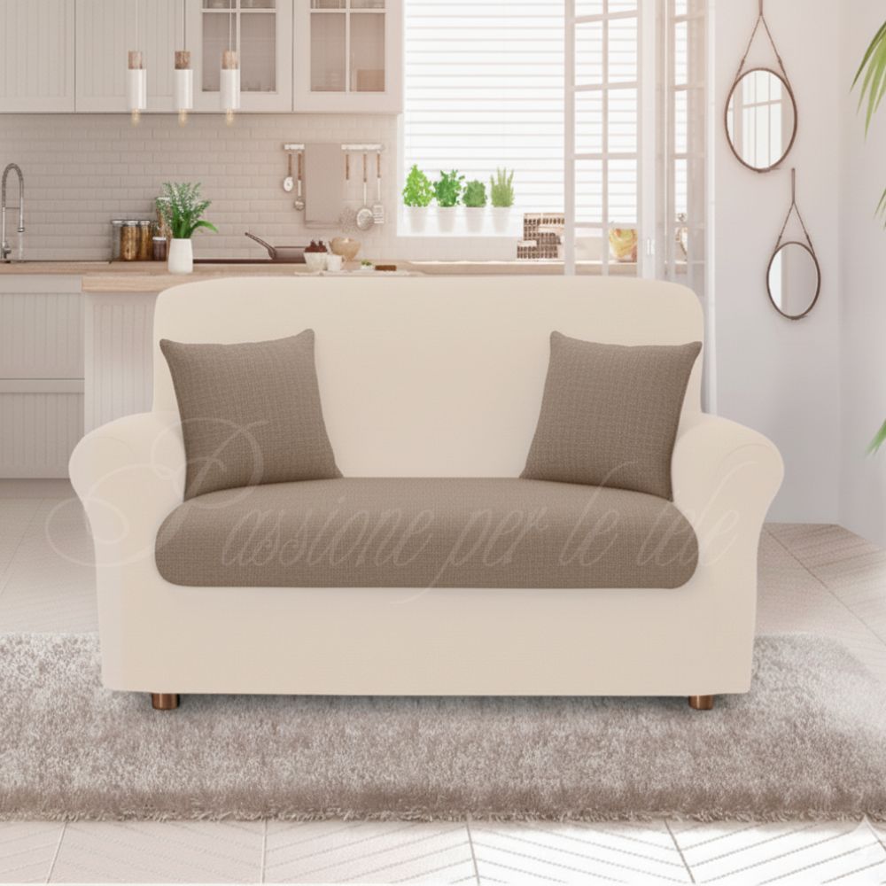 Copricuscino duetto bielastico copricusicno 2 posti Tortora