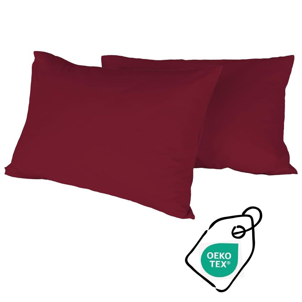 Coppia federe in tinta unita 50x80cm 2 federe Bordeaux