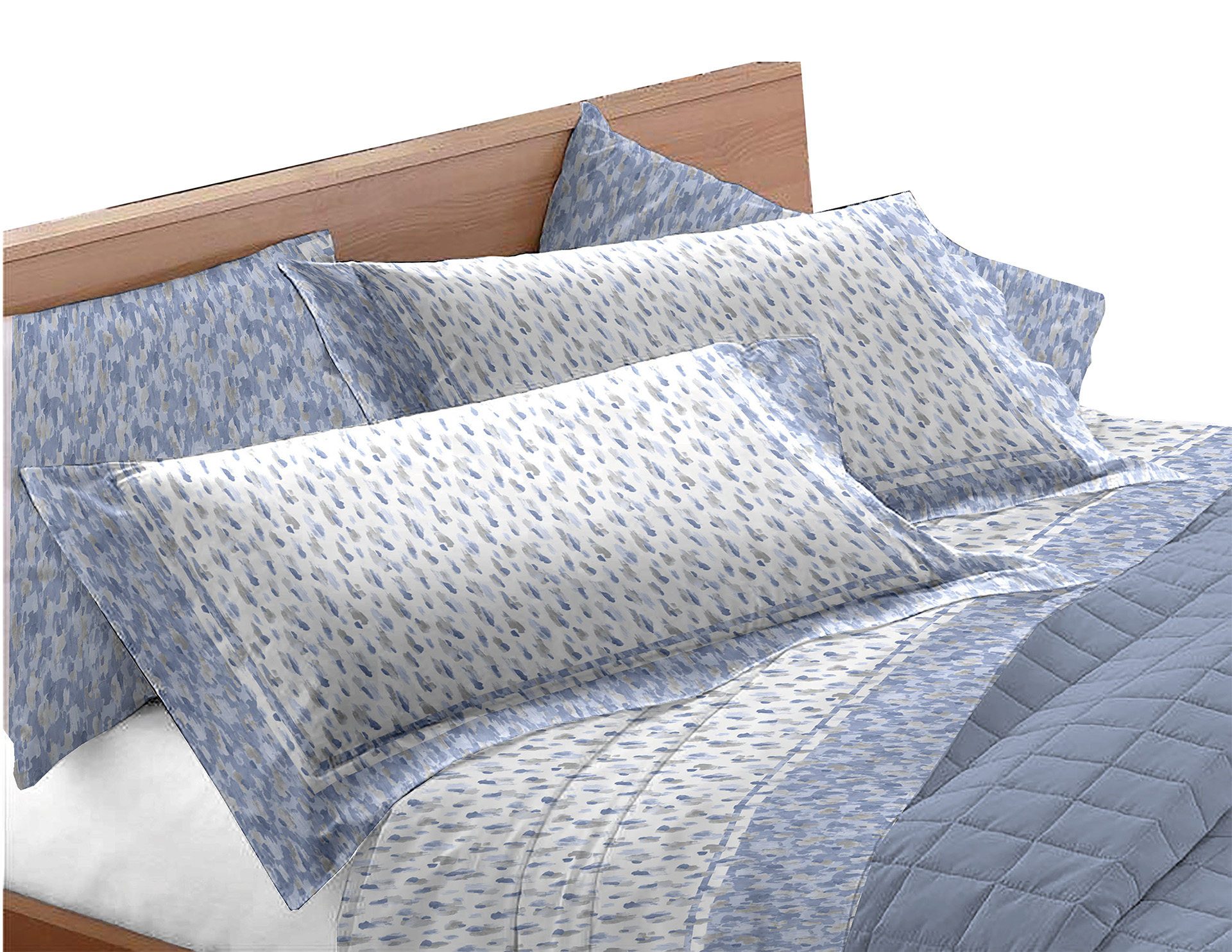 Completo lenzuola flanella puro cotone ALBA Matrimoniale Blu
