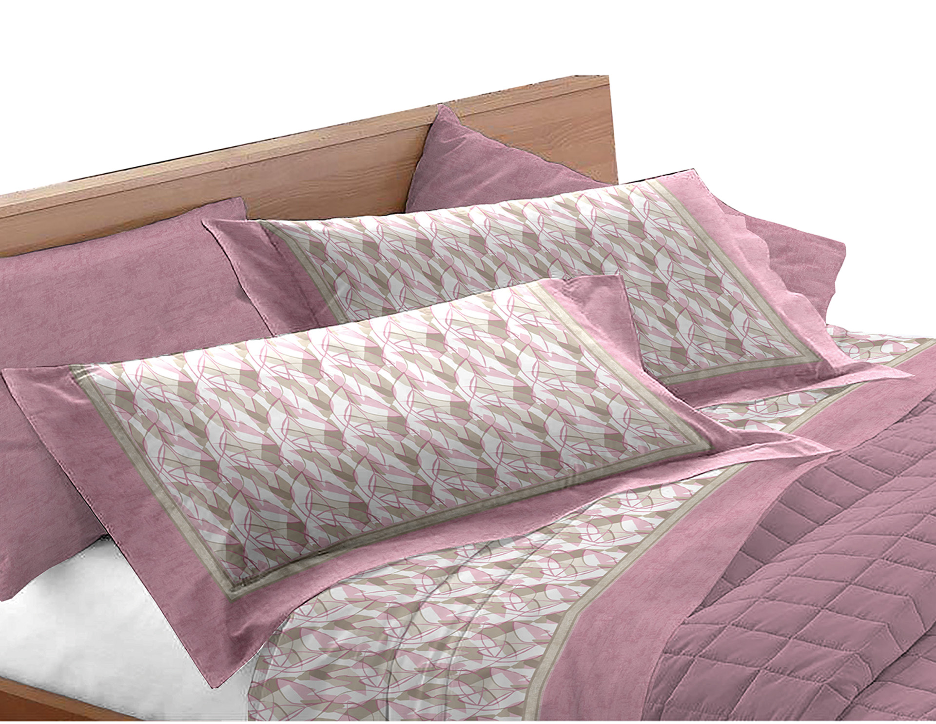 Completo lenzuola flanella puro cotone ALBA Matrimoniale Rosa