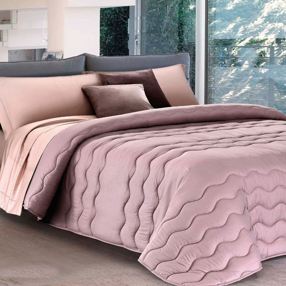 Trapunta tinta unita double face Gocce Matrimoniale Turchese