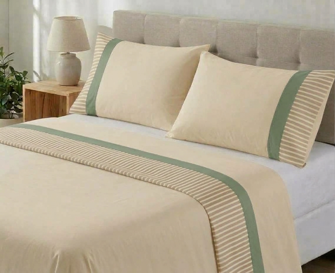 Lenzuola cotone percalle con balza in raso DIVA