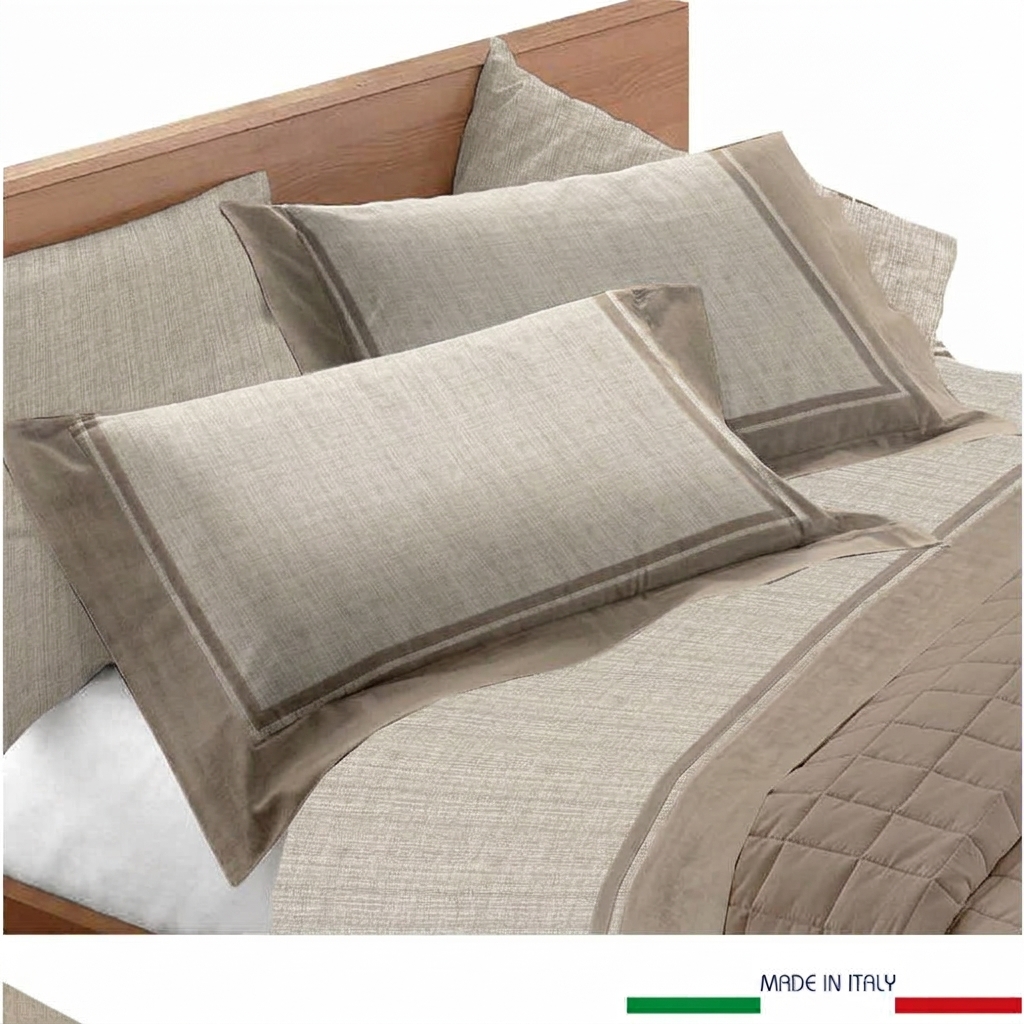 Completo letto Eden puro cotone dis.Bella Matrimoniale Sabbia