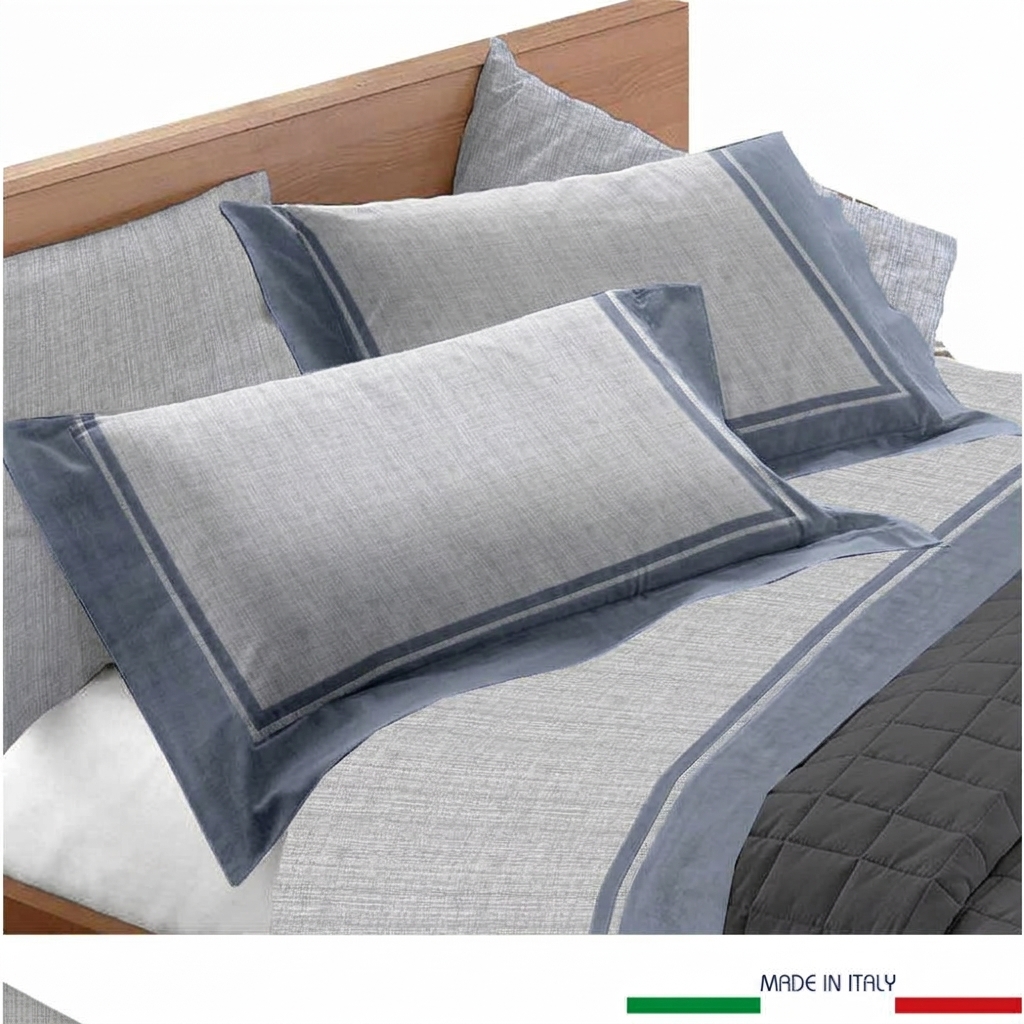 Completo letto Eden puro cotone dis.Bella Matrimoniale Grigio