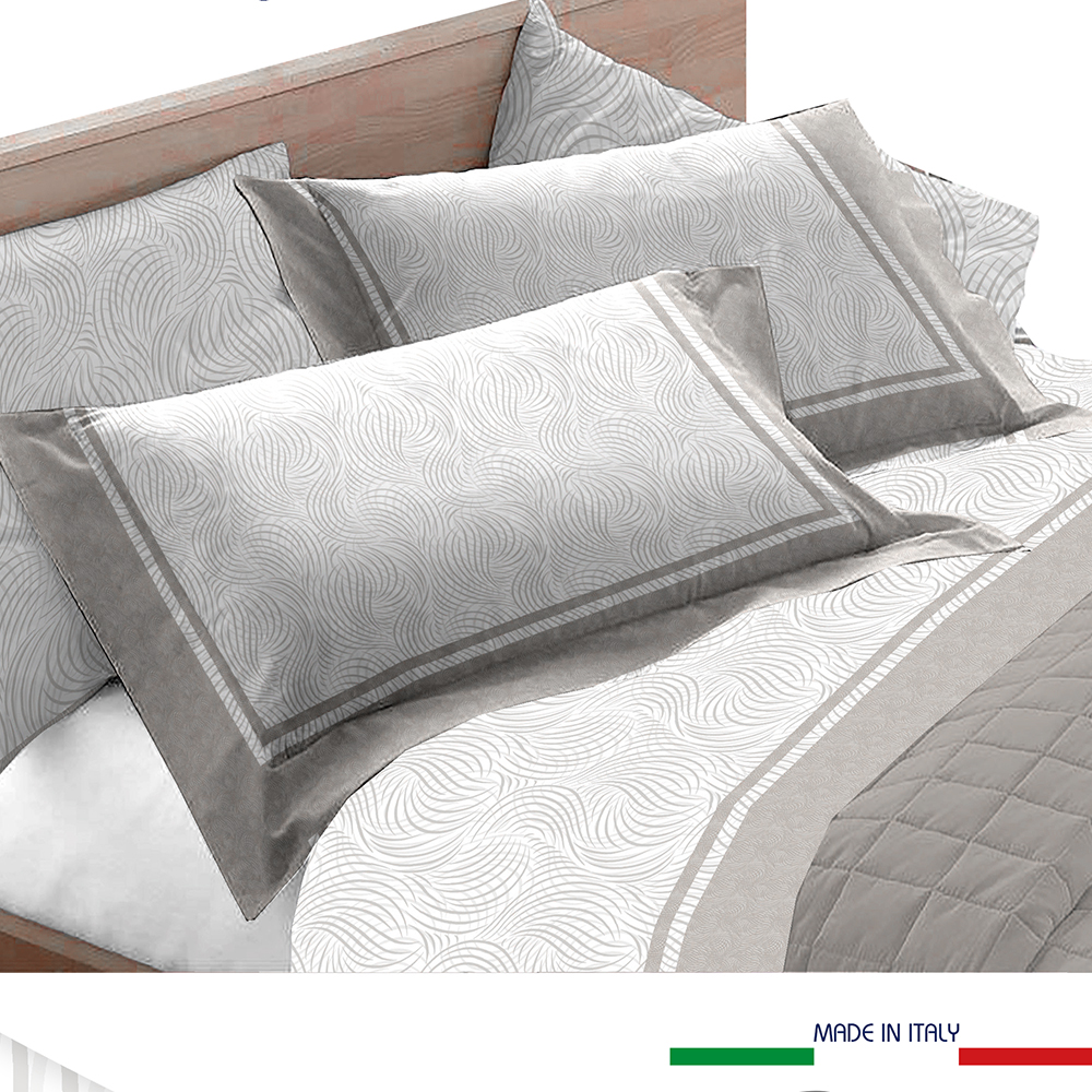Completo letto Eden puro cotone dis.Emily Matrimoniale Perla
